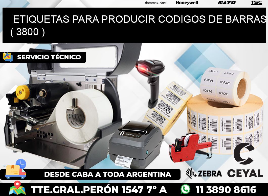 ETIQUETAS PARA PRODUCIR CODIGOS DE BARRAS ( 3800 )