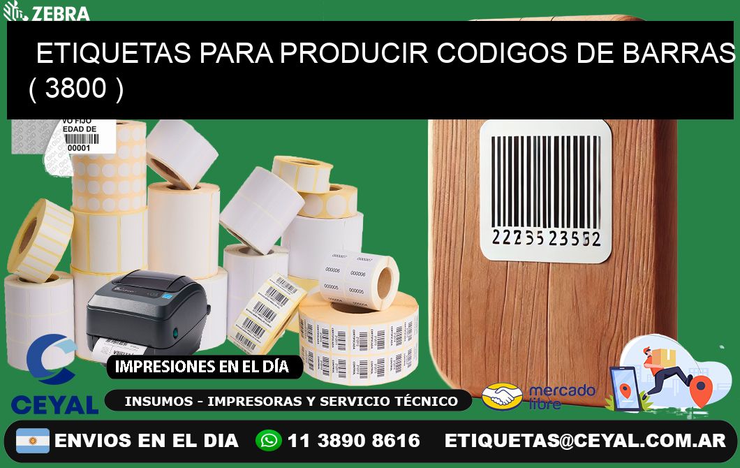 ETIQUETAS PARA PRODUCIR CODIGOS DE BARRAS ( 3800 )