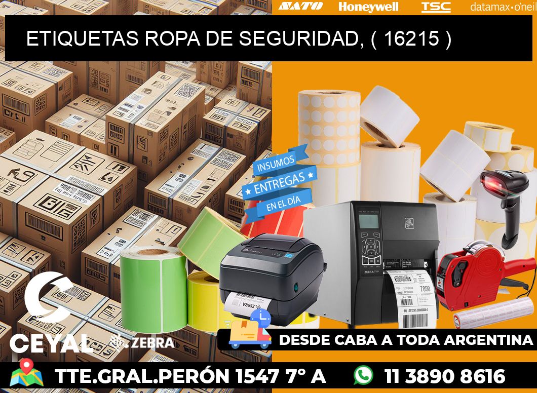 ETIQUETAS ROPA DE SEGURIDAD, ( 16215 )