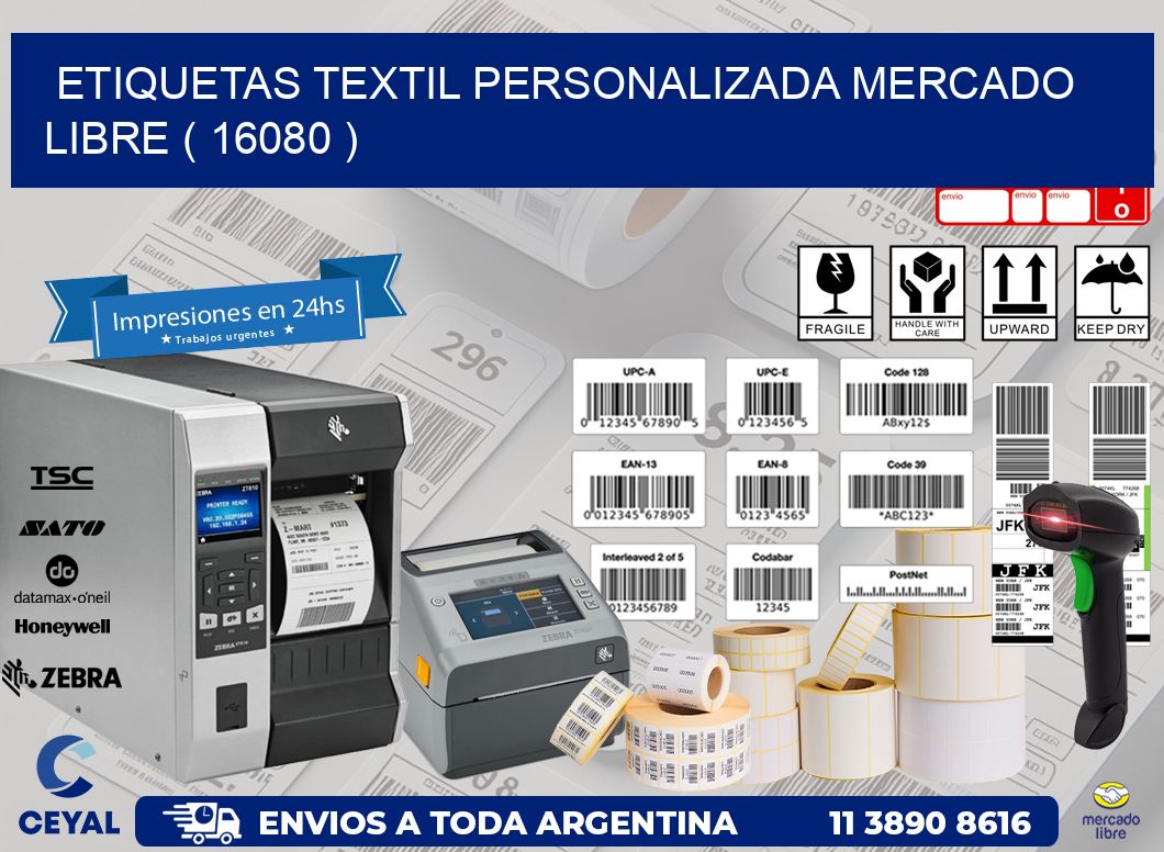 ETIQUETAS TEXTIL PERSONALIZADA MERCADO LIBRE ( 16080 )