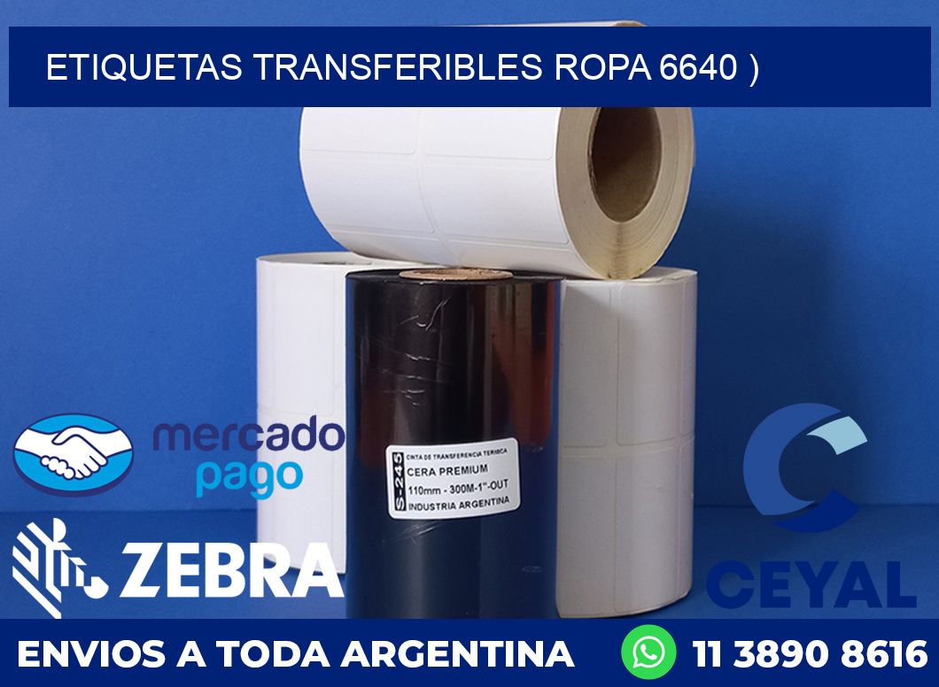 ETIQUETAS TRANSFERIBLES ROPA 6640 )