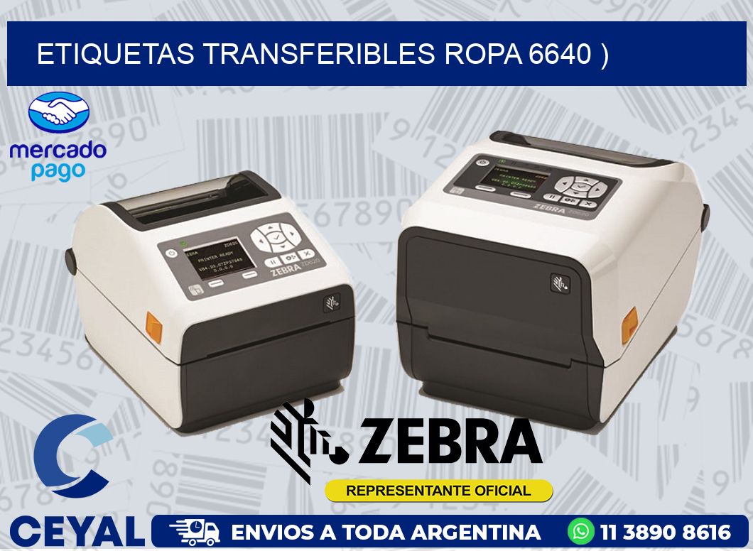 ETIQUETAS TRANSFERIBLES ROPA 6640 )