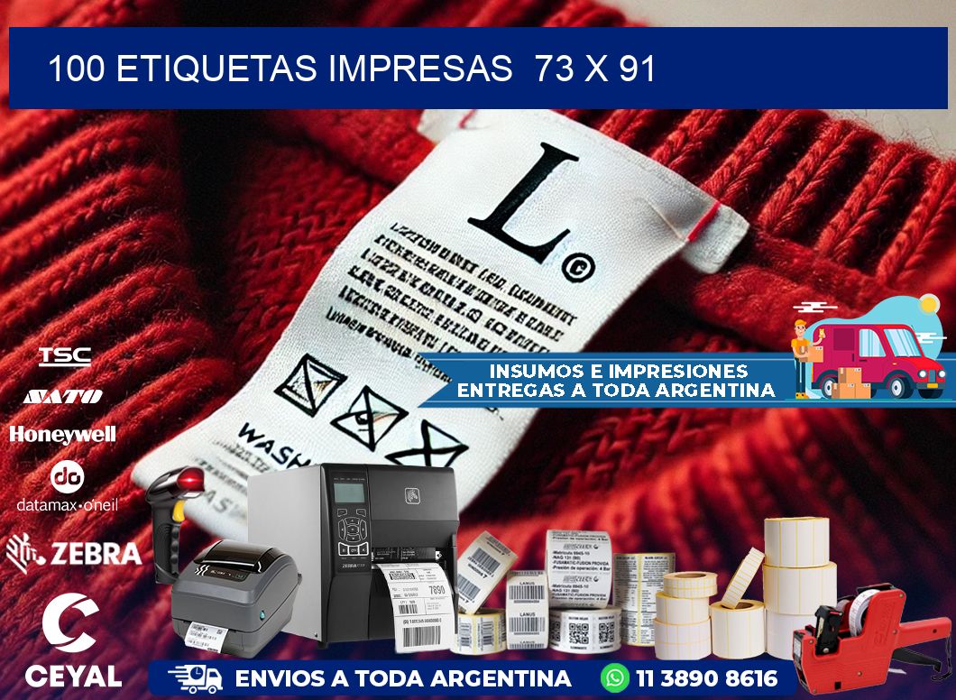 100 ETIQUETAS IMPRESAS  73 x 91