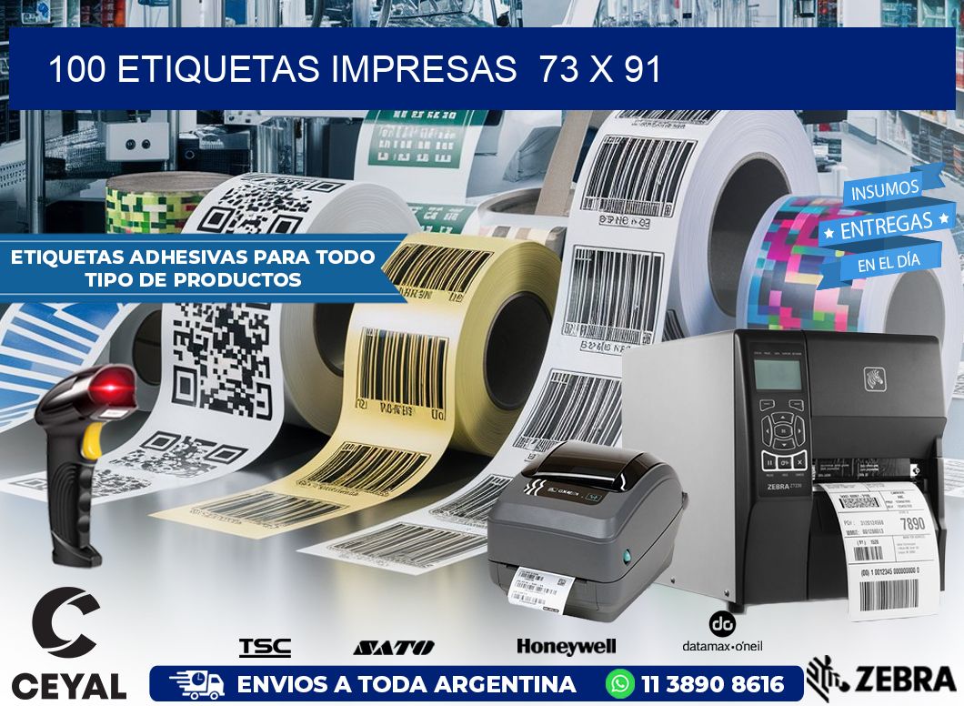 100 ETIQUETAS IMPRESAS  73 x 91