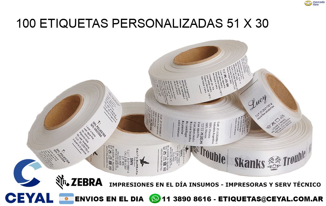 100 ETIQUETAS PERSONALIZADAS 51 x 30