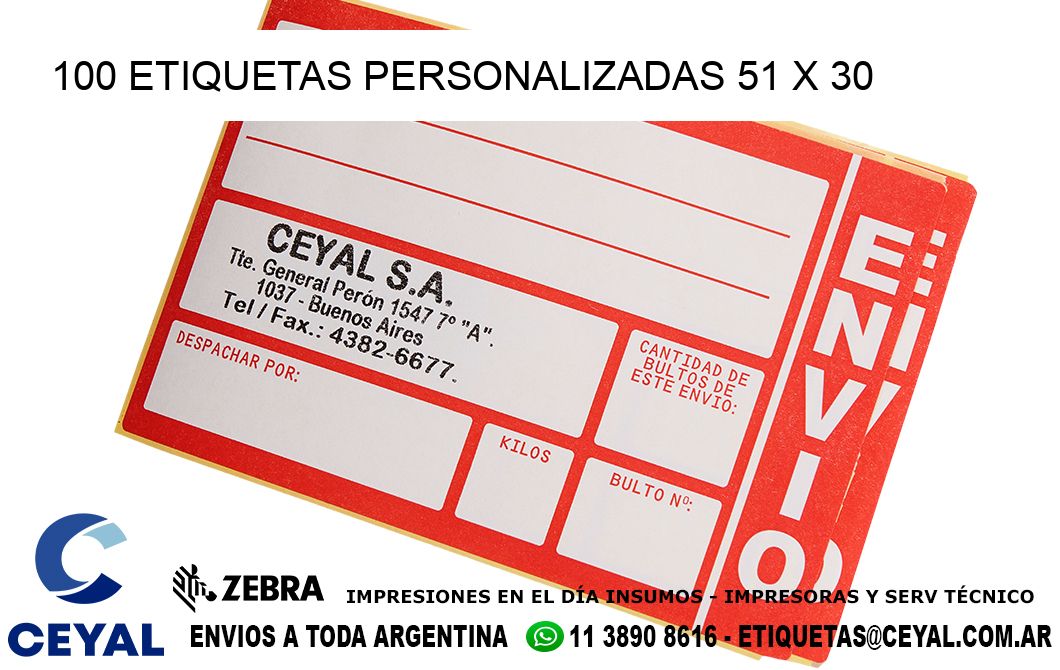 100 ETIQUETAS PERSONALIZADAS 51 x 30