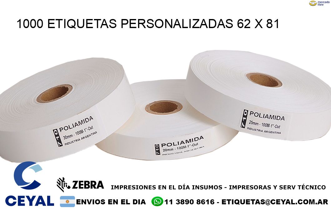 1000 ETIQUETAS PERSONALIZADAS 62 x 81