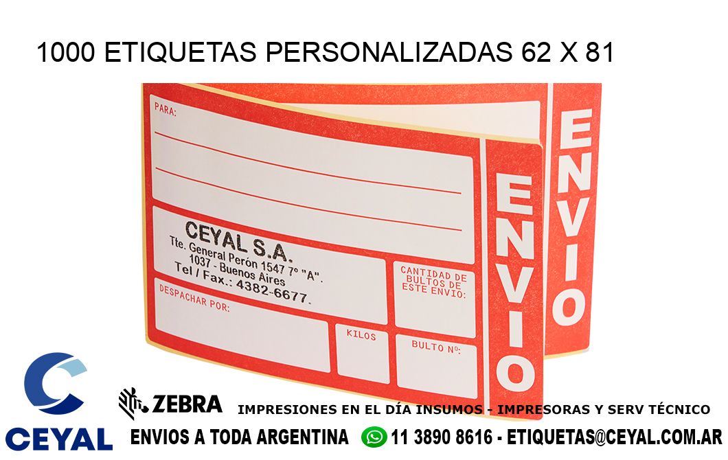 1000 ETIQUETAS PERSONALIZADAS 62 x 81