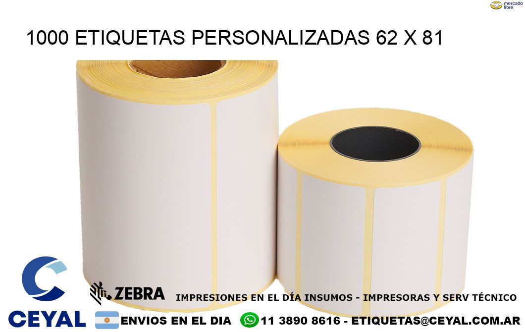 1000 ETIQUETAS PERSONALIZADAS 62 x 81