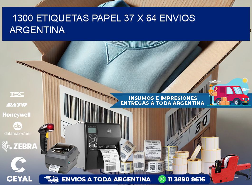 1300 ETIQUETAS PAPEL 37 x 64 ENVIOS ARGENTINA