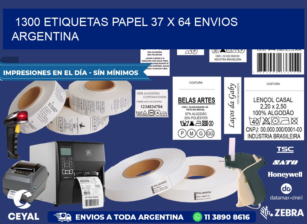 1300 ETIQUETAS PAPEL 37 x 64 ENVIOS ARGENTINA