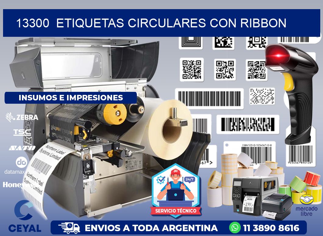 13300  ETIQUETAS CIRCULARES CON RIBBON