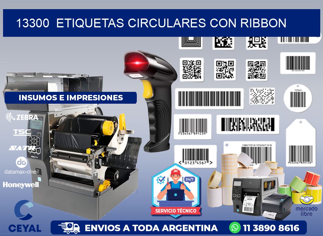 13300  ETIQUETAS CIRCULARES CON RIBBON