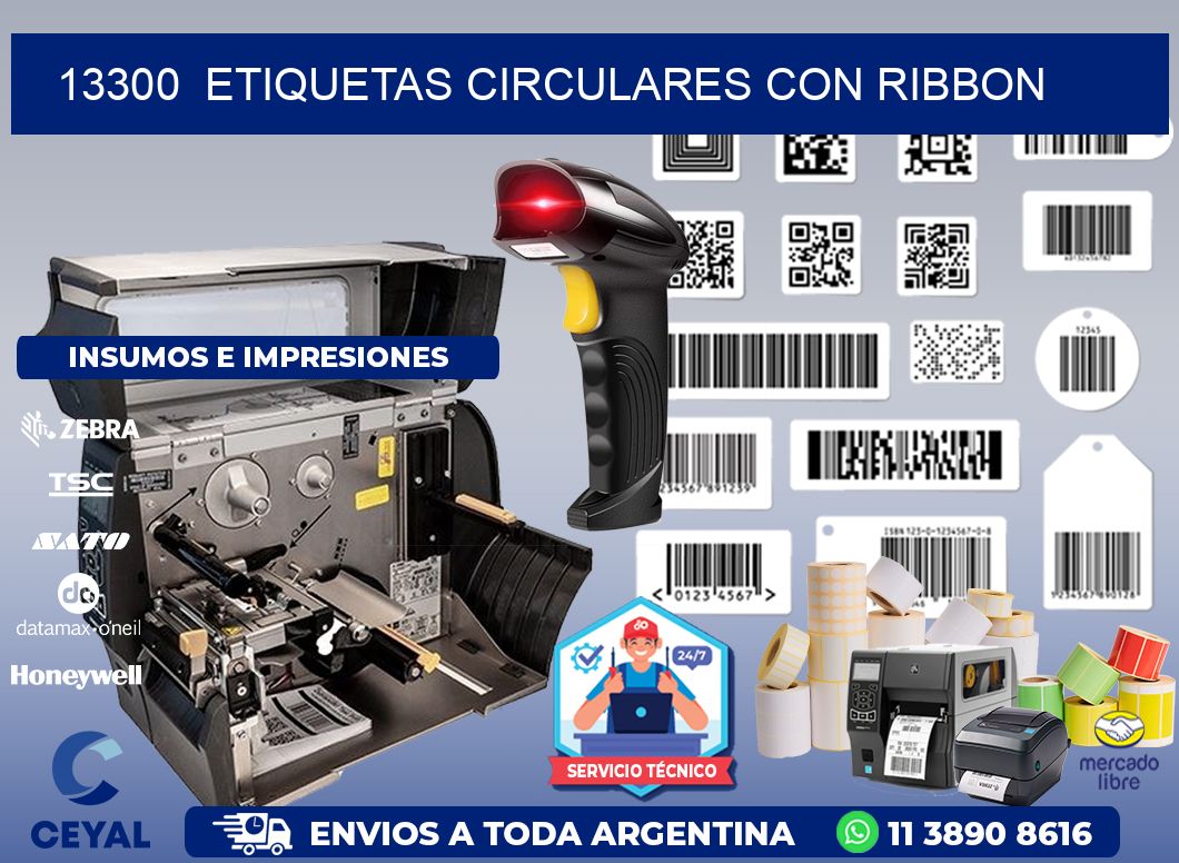 13300  ETIQUETAS CIRCULARES CON RIBBON