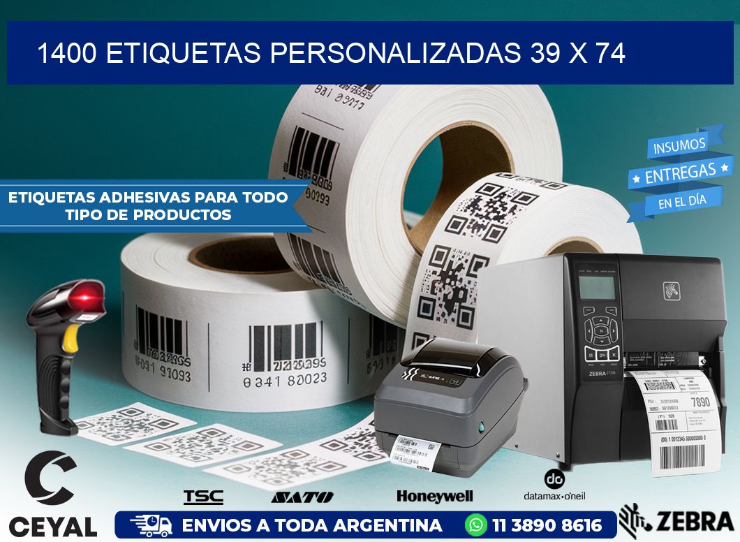 1400 ETIQUETAS PERSONALIZADAS 39 x 74