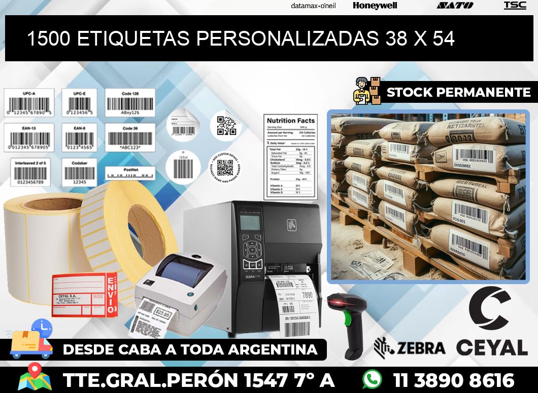 1500 ETIQUETAS PERSONALIZADAS 38 x 54