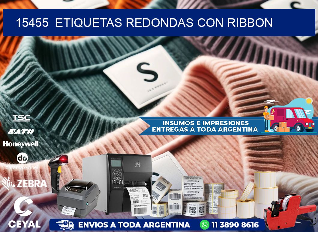 15455  ETIQUETAS REDONDAS CON RIBBON