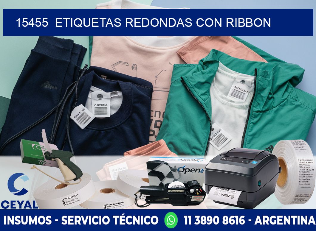 15455  ETIQUETAS REDONDAS CON RIBBON