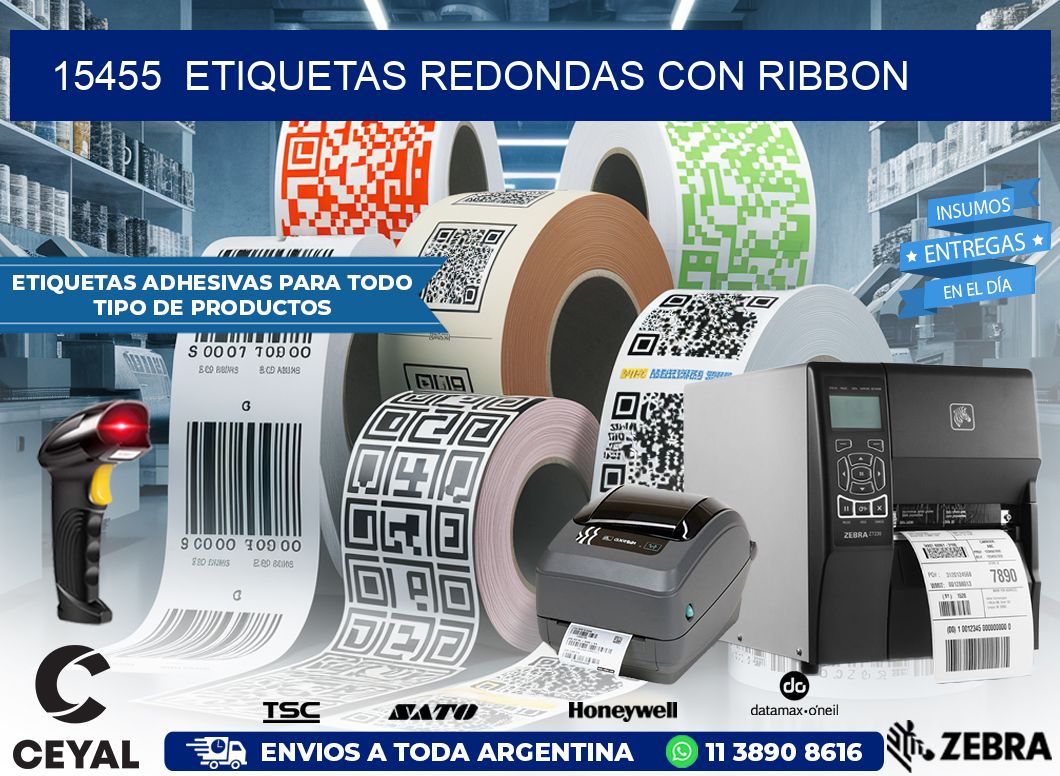 15455  ETIQUETAS REDONDAS CON RIBBON