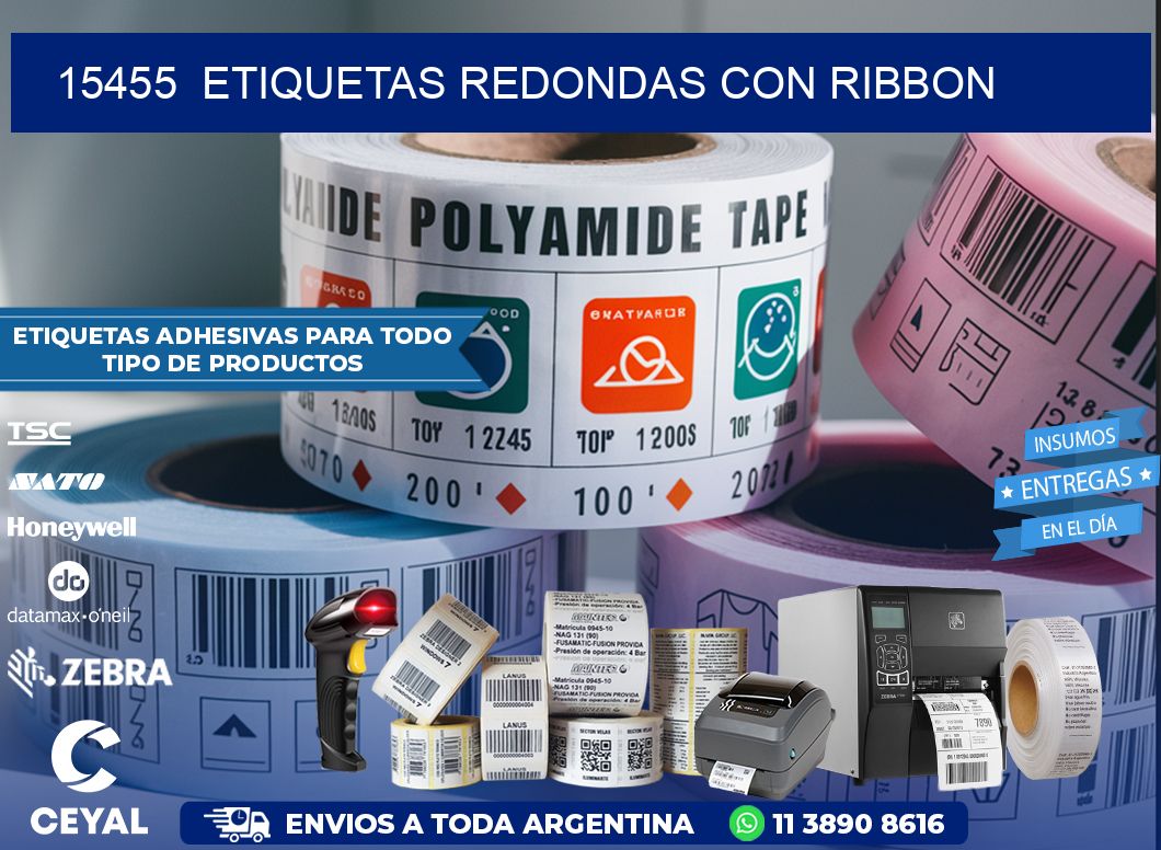 15455  ETIQUETAS REDONDAS CON RIBBON