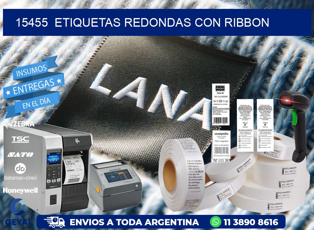 15455  ETIQUETAS REDONDAS CON RIBBON