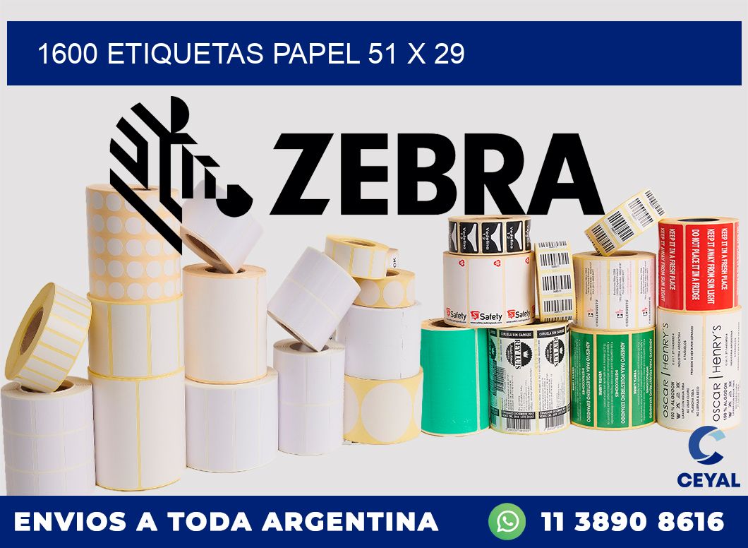 1600 ETIQUETAS PAPEL 51 x 29