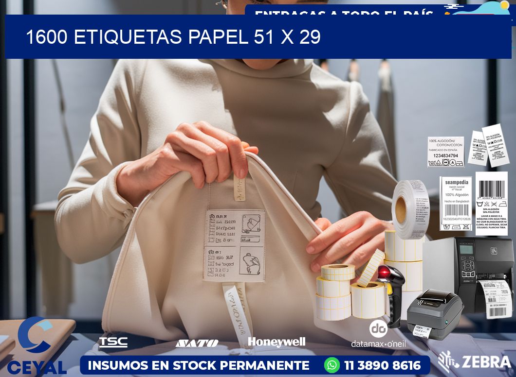 1600 ETIQUETAS PAPEL 51 x 29