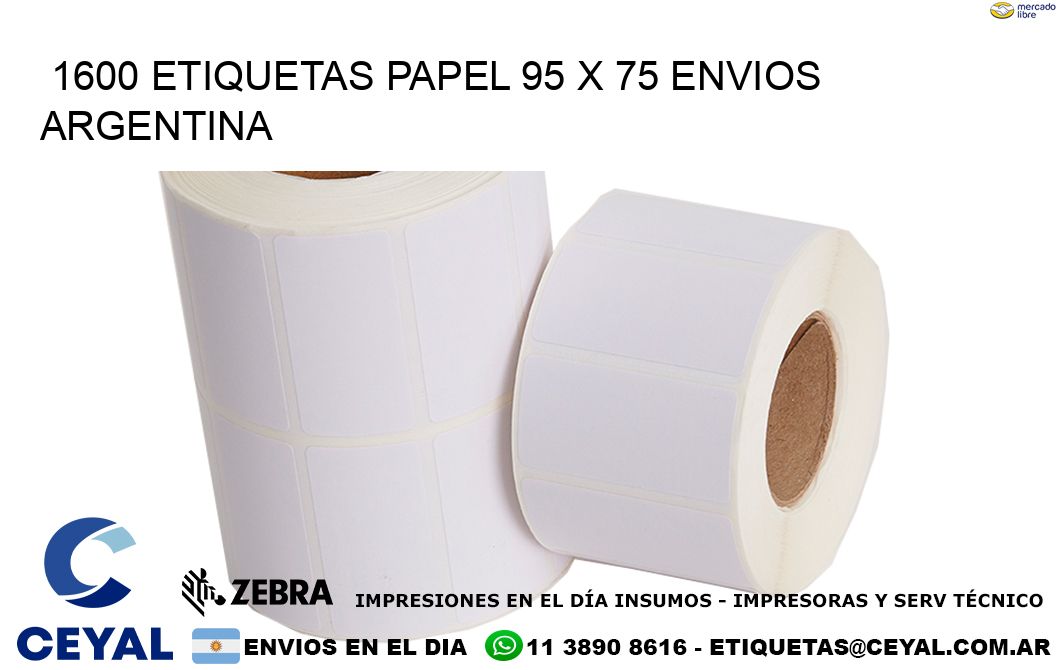 1600 ETIQUETAS PAPEL 95 x 75 ENVIOS ARGENTINA