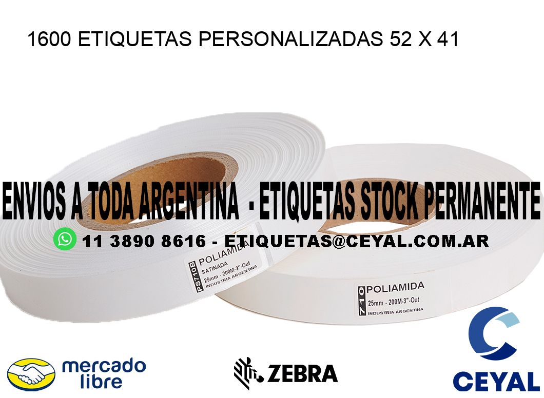 1600 ETIQUETAS PERSONALIZADAS 52 x 41