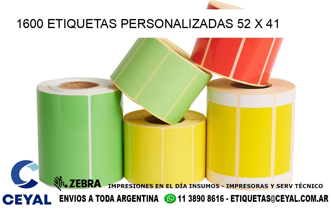 1600 ETIQUETAS PERSONALIZADAS 52 x 41