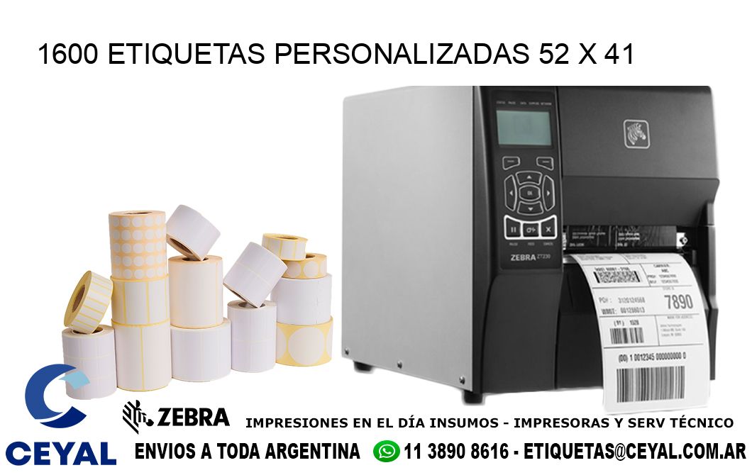 1600 ETIQUETAS PERSONALIZADAS 52 x 41