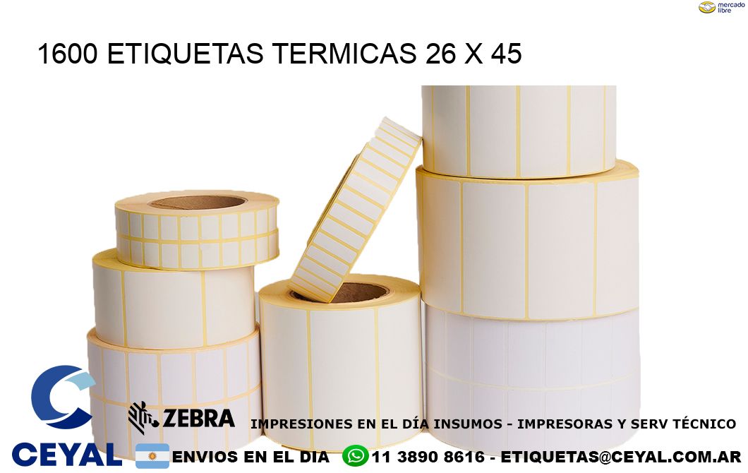 1600 ETIQUETAS TERMICAS 26 x 45