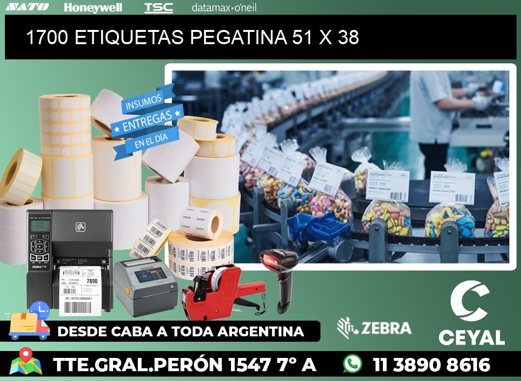 1700 ETIQUETAS PEGATINA 51 x 38