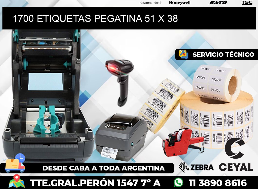 1700 ETIQUETAS PEGATINA 51 x 38