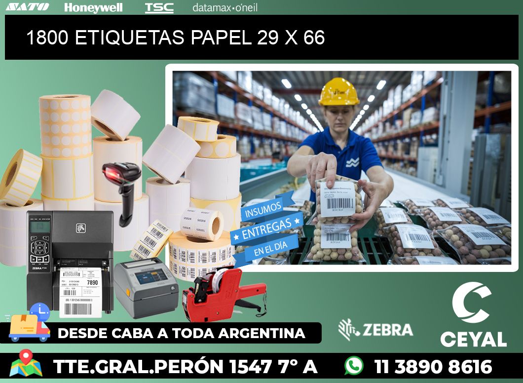 1800 ETIQUETAS PAPEL 29 x 66