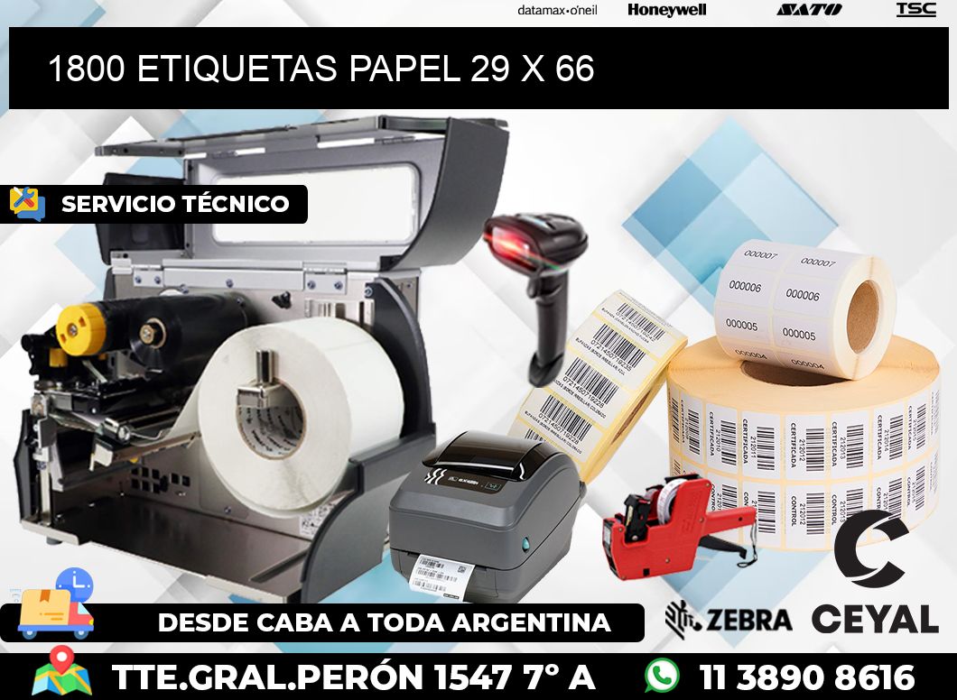 1800 ETIQUETAS PAPEL 29 x 66