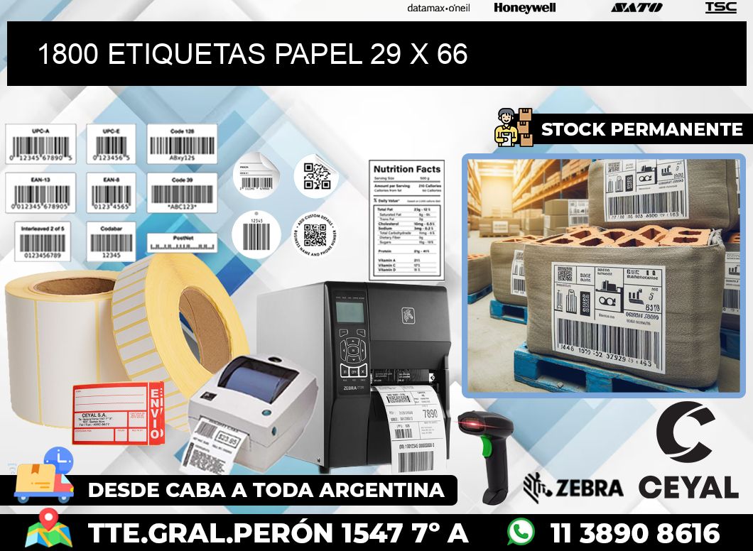 1800 ETIQUETAS PAPEL 29 x 66