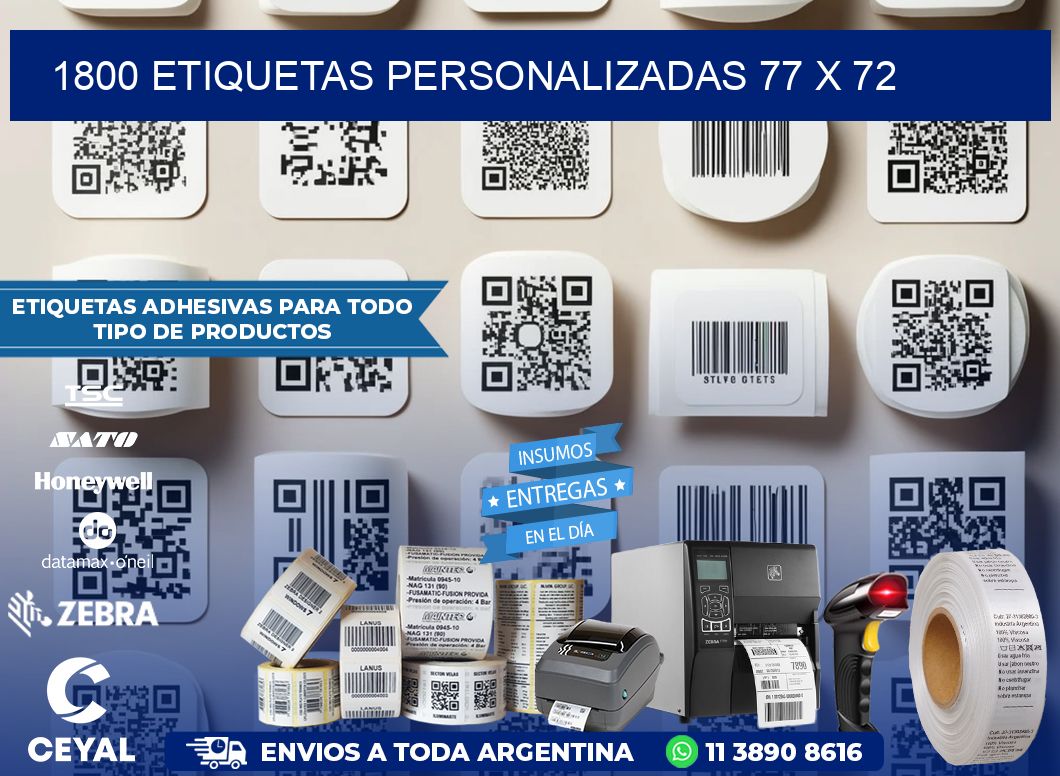 1800 ETIQUETAS PERSONALIZADAS 77 x 72