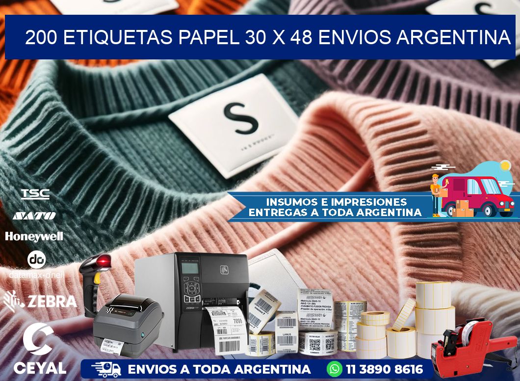 200 ETIQUETAS PAPEL 30 x 48 ENVIOS ARGENTINA