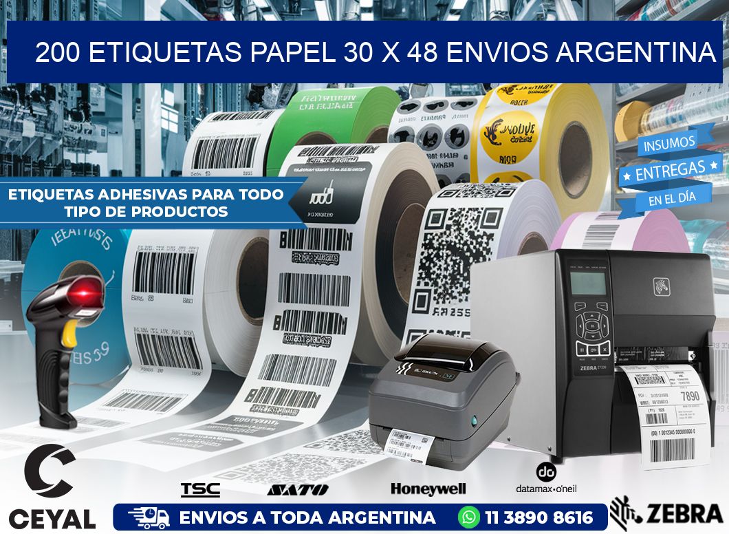 200 ETIQUETAS PAPEL 30 x 48 ENVIOS ARGENTINA