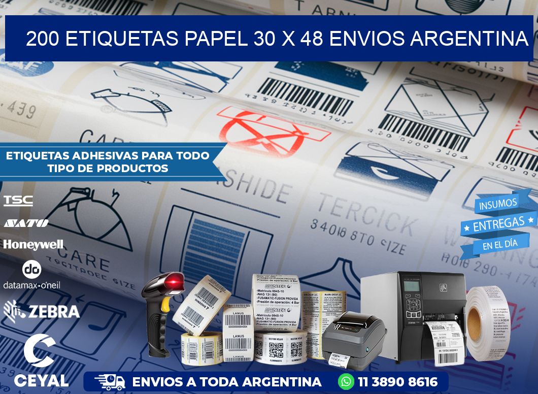 200 ETIQUETAS PAPEL 30 x 48 ENVIOS ARGENTINA