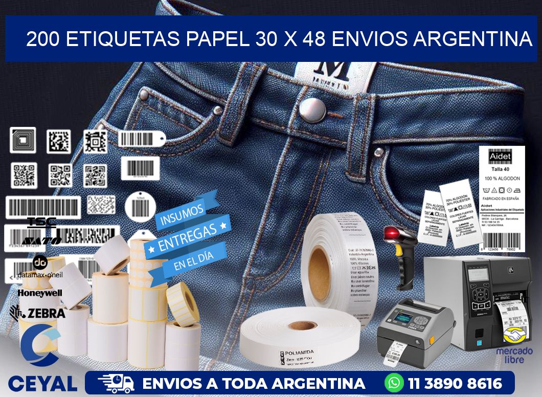 200 ETIQUETAS PAPEL 30 x 48 ENVIOS ARGENTINA