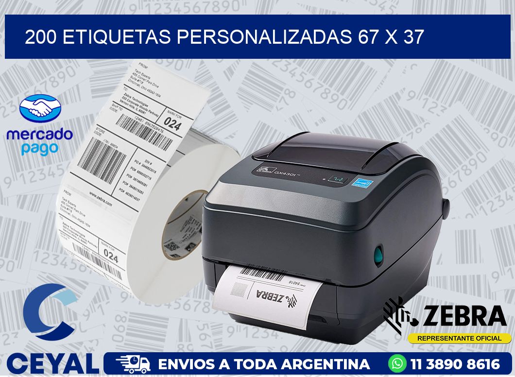 200 ETIQUETAS PERSONALIZADAS 67 x 37