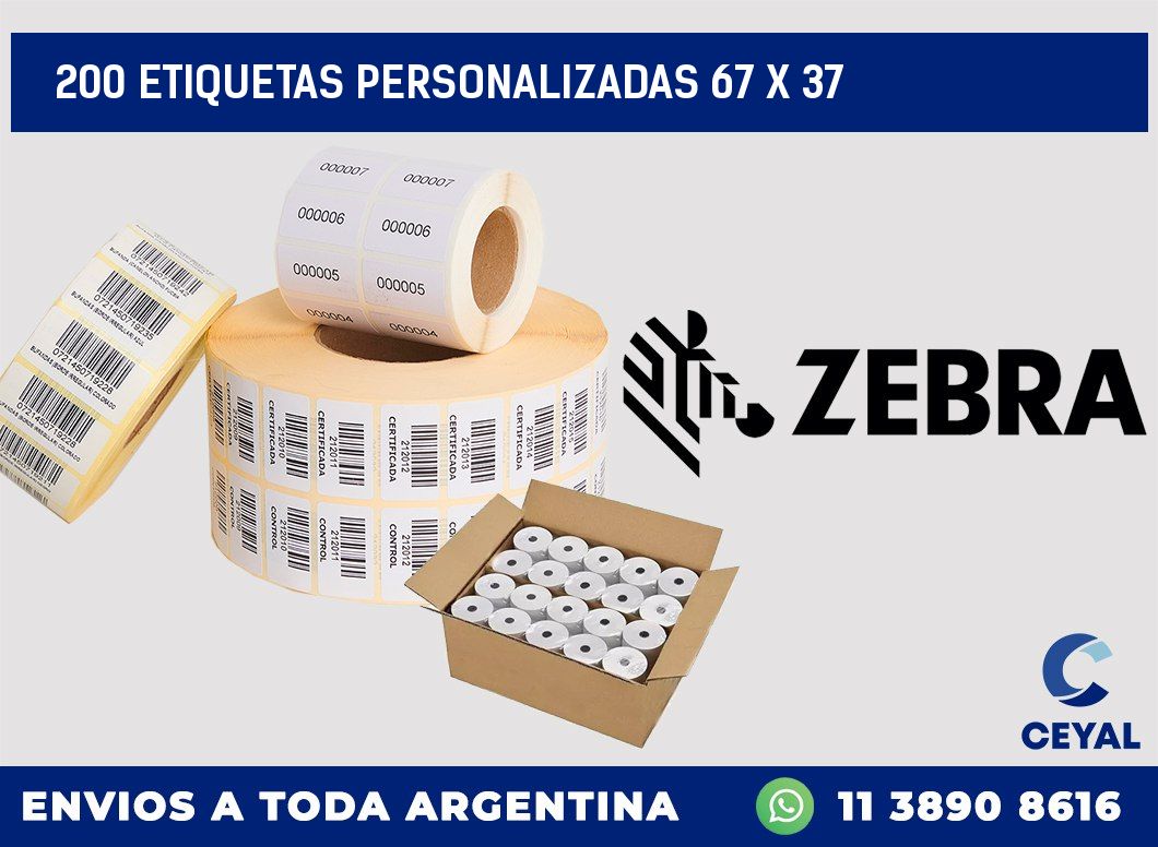 200 ETIQUETAS PERSONALIZADAS 67 x 37