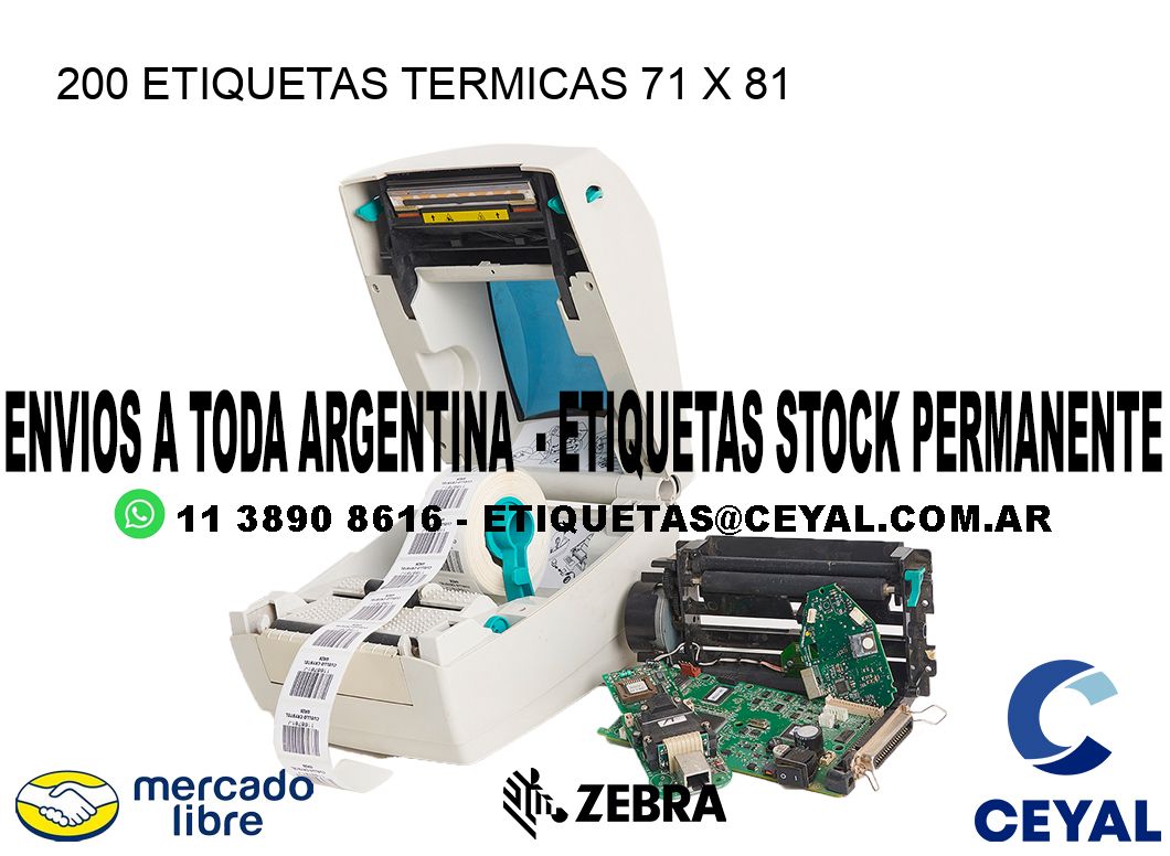 200 ETIQUETAS TERMICAS 71 x 81