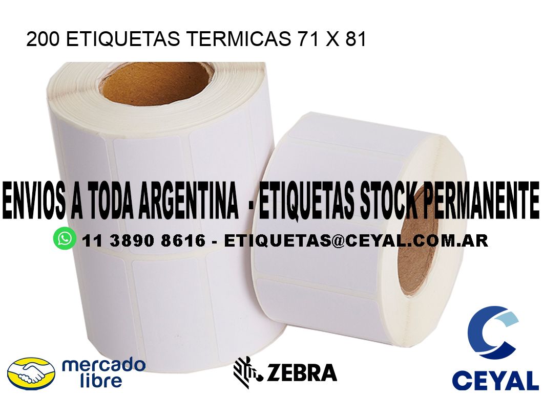 200 ETIQUETAS TERMICAS 71 x 81