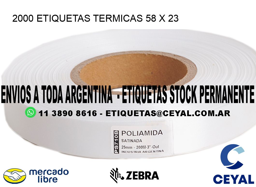 2000 ETIQUETAS TERMICAS 58 x 23