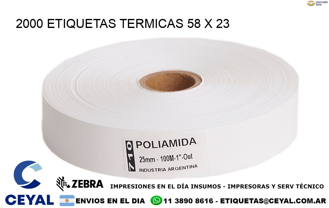 2000 ETIQUETAS TERMICAS 58 x 23