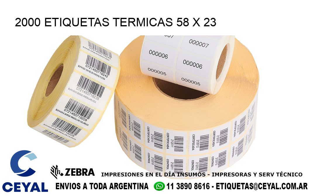 2000 ETIQUETAS TERMICAS 58 x 23