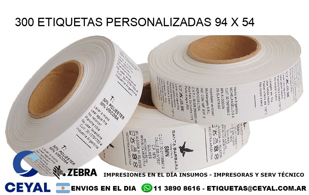 300 ETIQUETAS PERSONALIZADAS 94 x 54